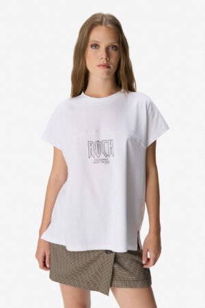 Remera con estampa y strass "rock" | Talle S